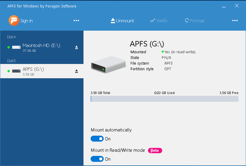 Paragon APFS for Windows 3.1.1 破解版下载