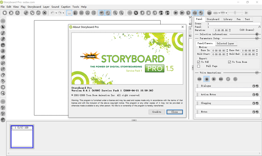 Toonboom Storyboard Pro 1.5 SP1 8.6.1.4709 破解版下载