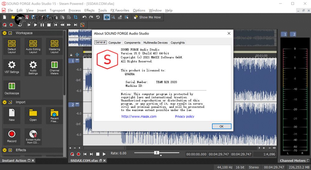 MAGIX SOUND FORGE Audio Studio 15.0.0.121 破解版下载