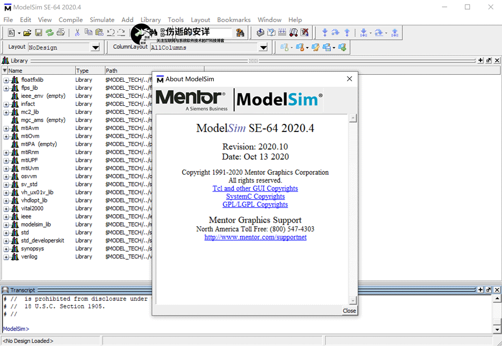 Mentor Graphics ModelSim SE-64 2020.4 破解版下载